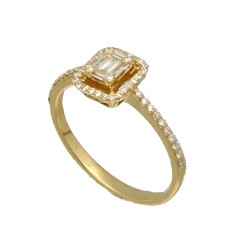 Geelgouden Baguette Briljant ring 0.30 Ct