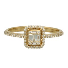 Geelgouden Baguette Briljant ring 0.30 Ct