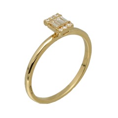 14 Krt gouden ring bezet met Baguette Diamant