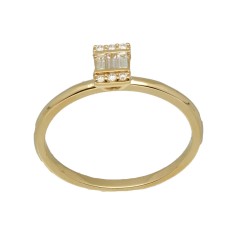 14 Krt gouden ring bezet met Baguette Diamant