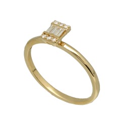 14 Krt gouden ring bezet met Baguette Diamant