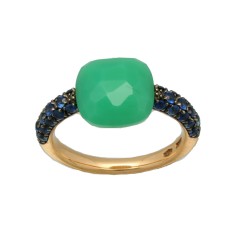 Pomellato Capri ring met Chrysopraas en Blauwe Saffier