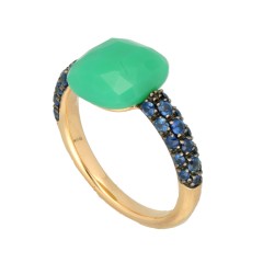 Pomellato Capri ring met Chrysopraas en Blauwe Saffier