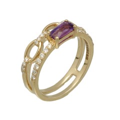 Gouden fantasie ring met Amethist en Diamant