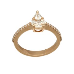 Rosé gouden ring met Markies en princess Diamant