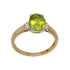 14Krt. gouden ring gezet met Peridot & Diamant