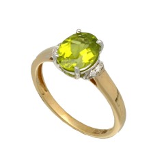 14Krt. gouden ring gezet met Peridot & Diamant