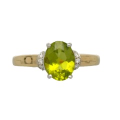 14Krt. gouden ring gezet met Peridot & Diamant