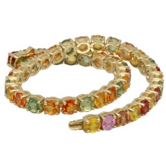 14Krt. gouden Tennisarmband Natuurlijke saffieren 15.44Ct.