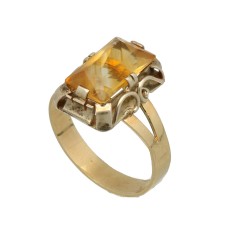 14Krt. gouden Retro ring met Citrien 'Jaren 30