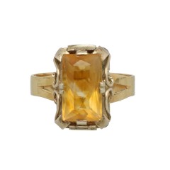 14Krt. gouden Retro ring met Citrien 'Jaren 30