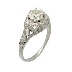 Vintage Platina ring met Bolsjewiek geslepen diamant 1.47Ct.