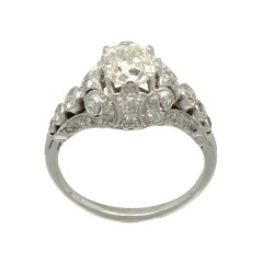 Vintage Platina ring met Bolsjewiek geslepen diamant 1.47Ct.