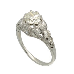 Vintage Platina ring met Bolsjewiek geslepen diamant 1.47Ct.