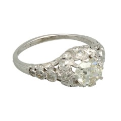 Vintage Platina ring met Bolsjewiek geslepen diamant 1.47Ct.