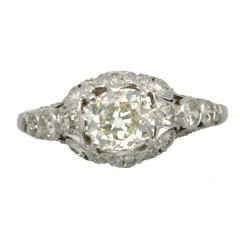 Vintage Platina ring met Bolsjewiek geslepen diamant 1.47Ct.