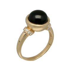 14Krt. gouden ring met Onix & Briljant 0.08Ct. 