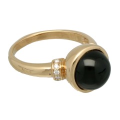 14Krt. gouden ring met Onix & Briljant 0.08Ct. 