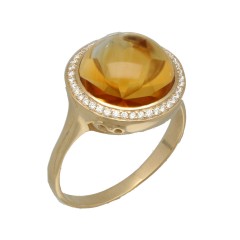 14Krt. gouden ring met Citrien & Briljant 0.19Ct.