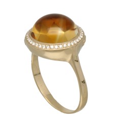 14Krt. gouden ring met Citrien & Briljant 0.19Ct.