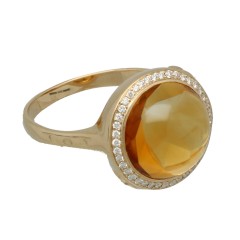 14Krt. gouden ring met Citrien & Briljant 0.19Ct.