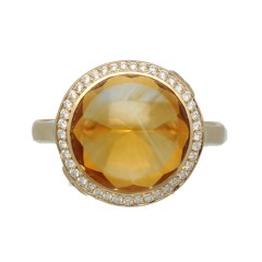 14Krt. gouden ring met Citrien & Briljant 0.19Ct.