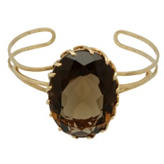 14Krt. gouden Cuff Armband bezet met ca. 78.89Ct. Rookkwarts