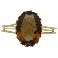 14Krt. gouden Cuff Armband bezet met ca. 78.89Ct. Rookkwarts