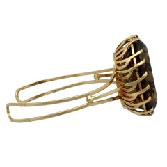 14Krt. gouden Cuff Armband bezet met ca. 78.89Ct. Rookkwarts