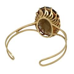 14Krt. gouden Cuff Armband bezet met ca. 78.89Ct. Rookkwarts