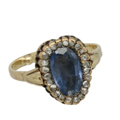 14 Krt. Vintage ring met diamant-tanzaniet