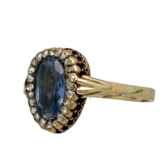 14 Krt. Vintage ring met diamant-tanzaniet