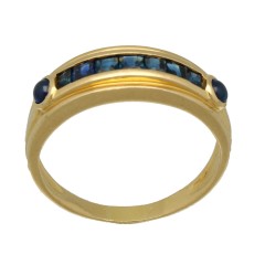 18 Krt. geelgouden ring met blauwe saffieren