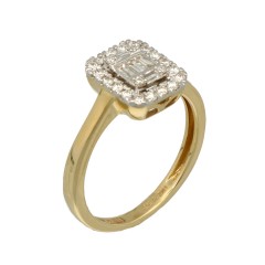 14 Krt Gouden Baguette-Briljant ring 0.38 Ct