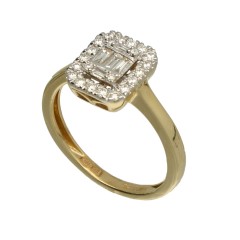 14 Krt Gouden Baguette-Briljant ring 0.38 Ct