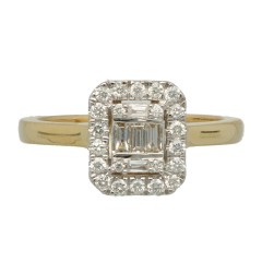 14 Krt Gouden Baguette-Briljant ring 0.38 Ct