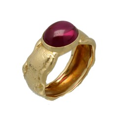 14 krt gouden Vintage ring met Rhodoliet