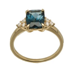 14Krt. gouden ring ''London Blue Topaz'' Briljant