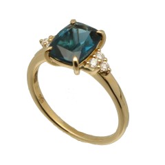 14Krt. gouden ring ''London Blue Topaz'' Briljant