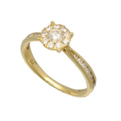 18 Krt. geelgouden diamanten ring 0.53 ct.