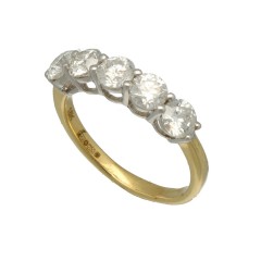 18 Krt Gouden Alliance ring 5 keer 0.39 ct. Briljant