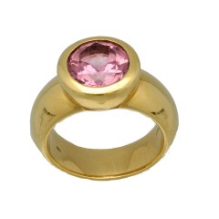 18 krt massief gouden ring met Roze Toermalijn.