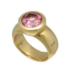 18 krt massief gouden ring met Roze Toermalijn.
