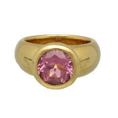 18 krt massief gouden ring met Roze Toermalijn.