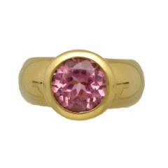 18 krt massief gouden ring met Roze Toermalijn.