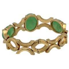 14 krt gouden armband bezet met Jade