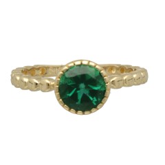 14 Krt. geelgouden ring met groene toermalijn