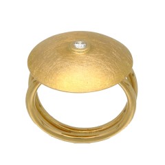 18 Krt. design ring, handgemaakt met briljant