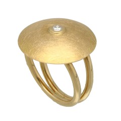 18 Krt. design ring, handgemaakt met briljant