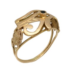 14 Krt. gouden slangen ring met saffiertje.